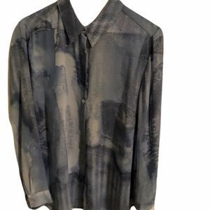 Chico's Blue and Beige Patterned Shirt